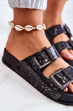 Sale ZAXY Damskie Gumowe Klapki Brokatowe HH285158 Czarne