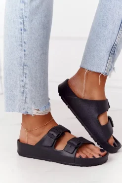 Evento Klapki Damskie Klasyczne*Damskie Gumowe Klapki Czarne Stacy