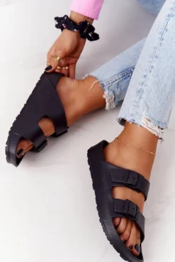 Evento Klapki Damskie Klasyczne*Damskie Gumowe Klapki Czarne Stacy