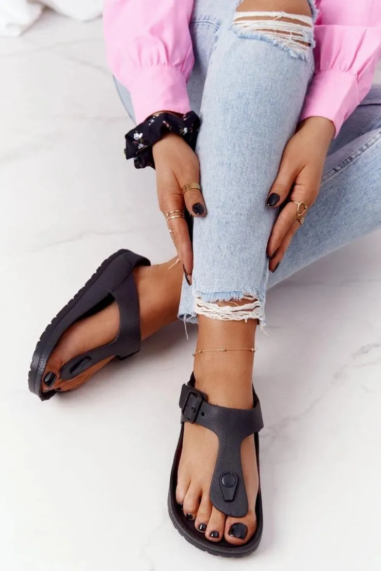 Evento Klapki Damskie Japonki|Klapki Damskie Klasyczne*Damskie Gumowe Klapki Japonki Czarne Alma