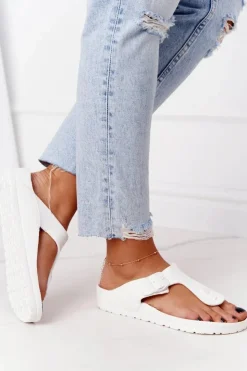 Damskie Evento Damskie Gumowe Klapki Japonki Białe Alma