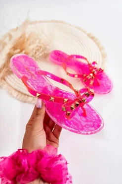 Boto Klapki Damskie Japonki*Damskie Gumowe Klapki Japonki Różowe Monise Różowy