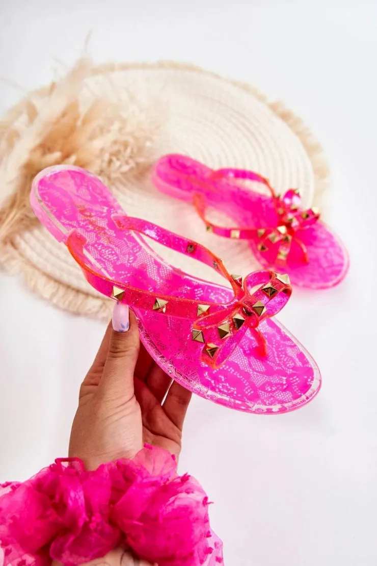 Boto Klapki Damskie Japonki*Damskie Gumowe Klapki Japonki Różowe Monise Różowy