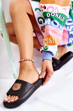 Boto Klapki Sportowe|Klapki Damskie Klasyczne*Damskie Gumowe Klapki Z Misiem Czarne Cardiff