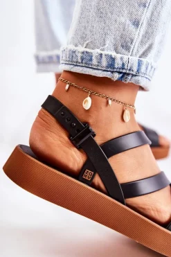 ZAXY Sandały Gumowe|Sandały Płaskie*Damskie Gumowe Sandały JJ285052 Czarne