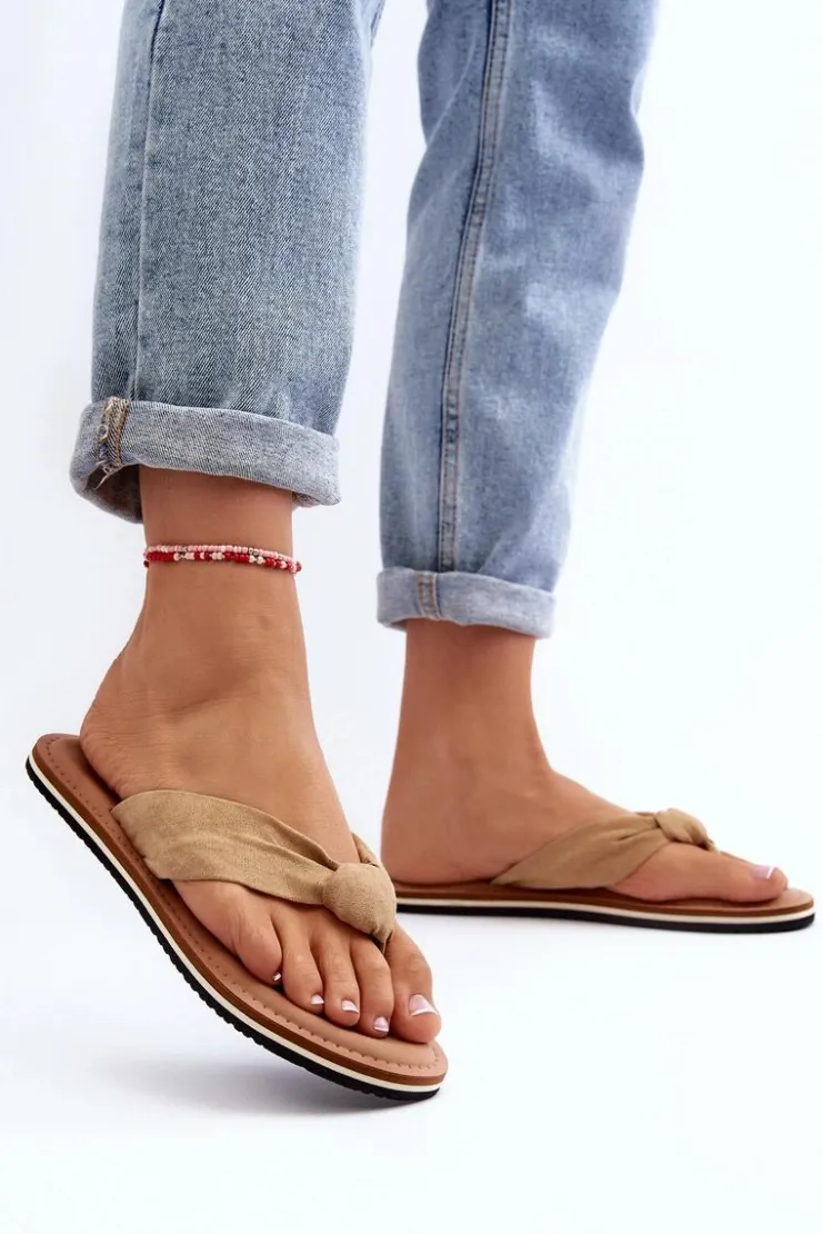 Damskie Big Star Shoes Damskie Japonki Big Star LL274623 Beżowe