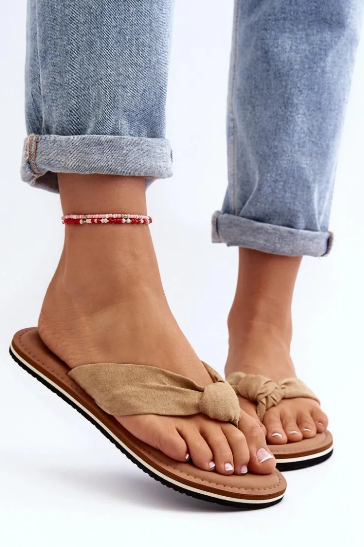 Damskie Big Star Shoes Damskie Japonki Big Star LL274623 Beżowe