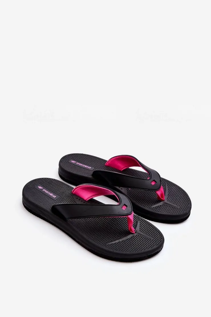 Damskie 4F Damskie Japonki Klapki SS23FFLIF061-21S Czarno-Różowe