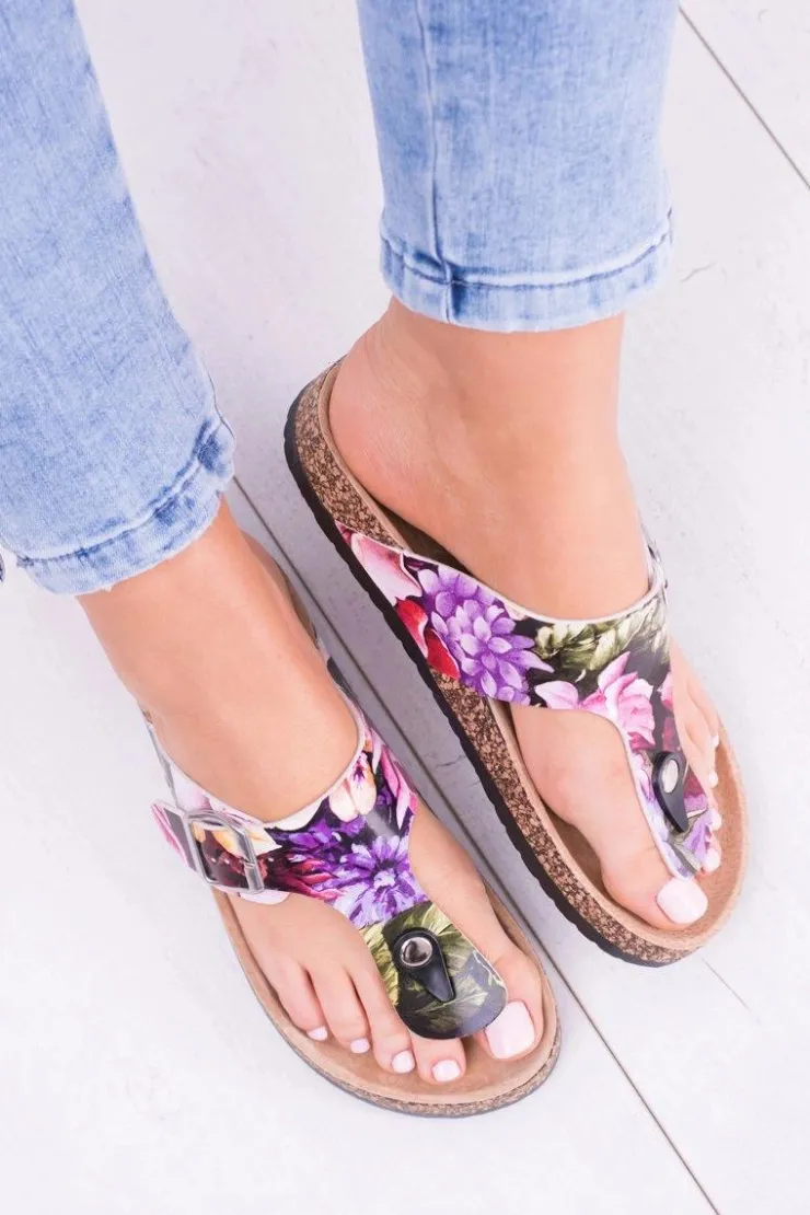 Boto Klapki Korkowe|Klapki Damskie Japonki*Damskie Japonki Klapki na Korku W Kwiaty Florines