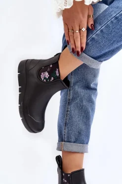 Boto Kalosze Damskie|Botki Płaskie*Damskie Kalosze Stella 773 Lemigo Czarne