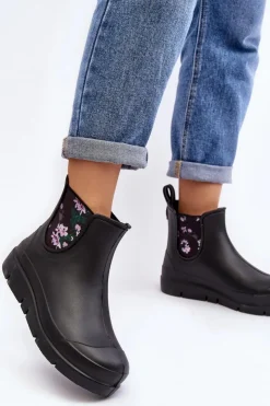 Boto Kalosze Damskie|Botki Płaskie*Damskie Kalosze Stella 773 Lemigo Czarne