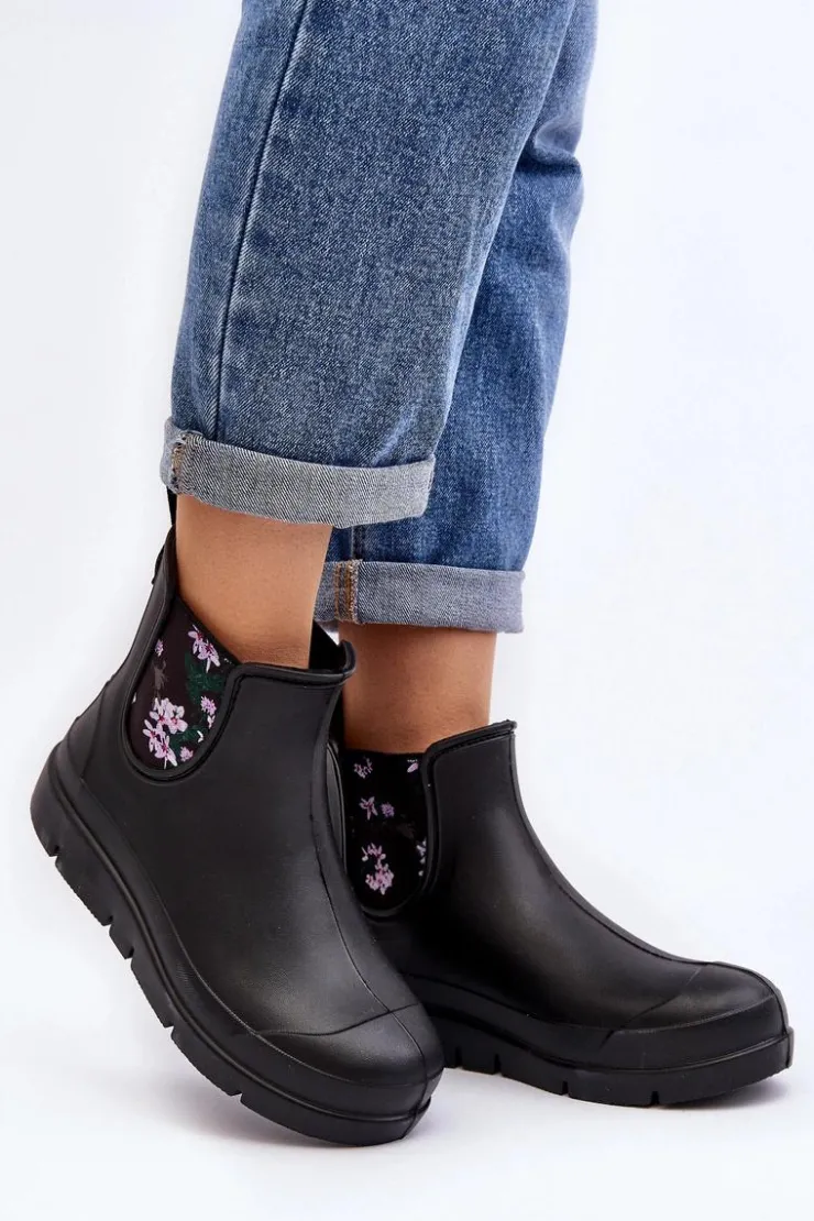 Boto Kalosze Damskie|Botki Płaskie*Damskie Kalosze Stella 773 Lemigo Czarne