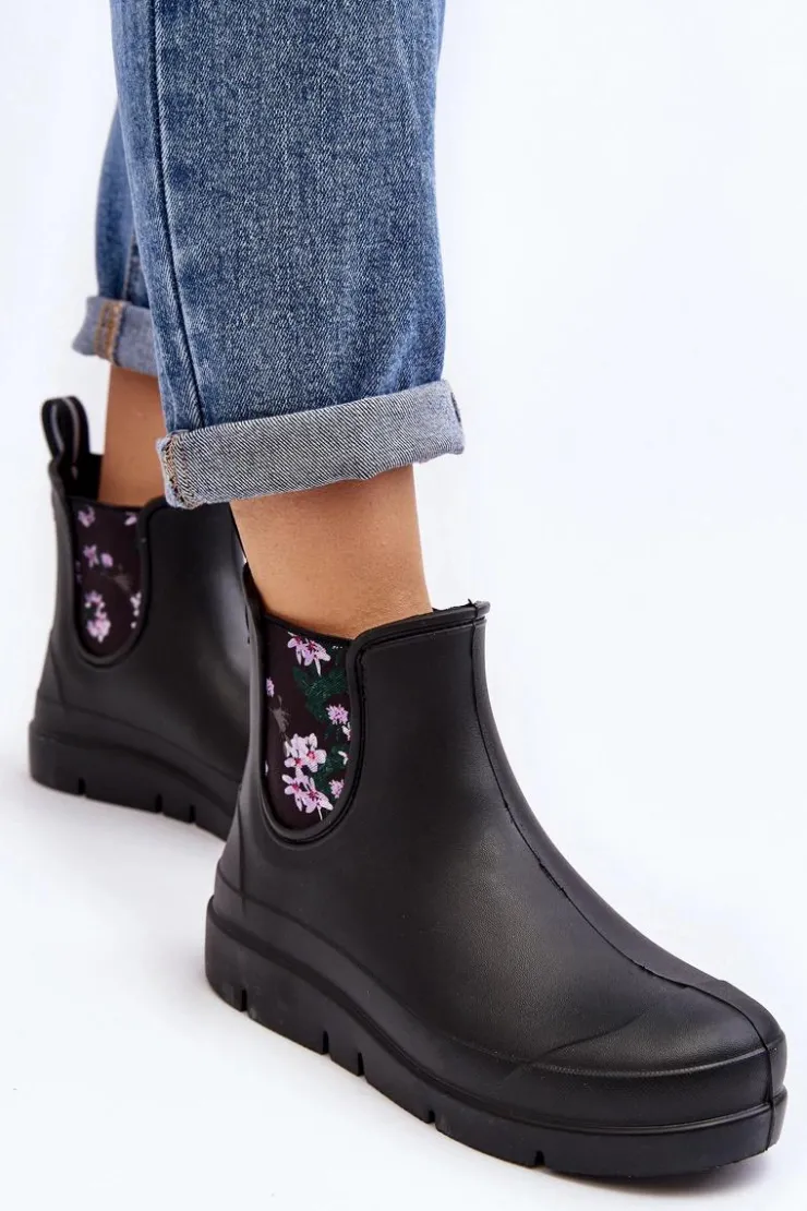 Boto Kalosze Damskie|Botki Płaskie*Damskie Kalosze Stella 773 Lemigo Czarne