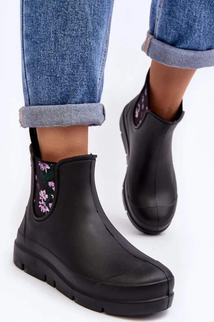 Boto Kalosze Damskie|Botki Płaskie*Damskie Kalosze Stella 773 Lemigo Czarne