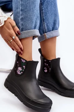 Boto Kalosze Damskie|Botki Płaskie*Damskie Kalosze Stella 773 Lemigo Czarne