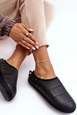 Clearance Big Star Shoes Damskie Kapcie Ocieplane Czarne Big Star KK274604