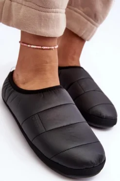 Clearance Big Star Shoes Damskie Kapcie Ocieplane Czarne Big Star KK274604