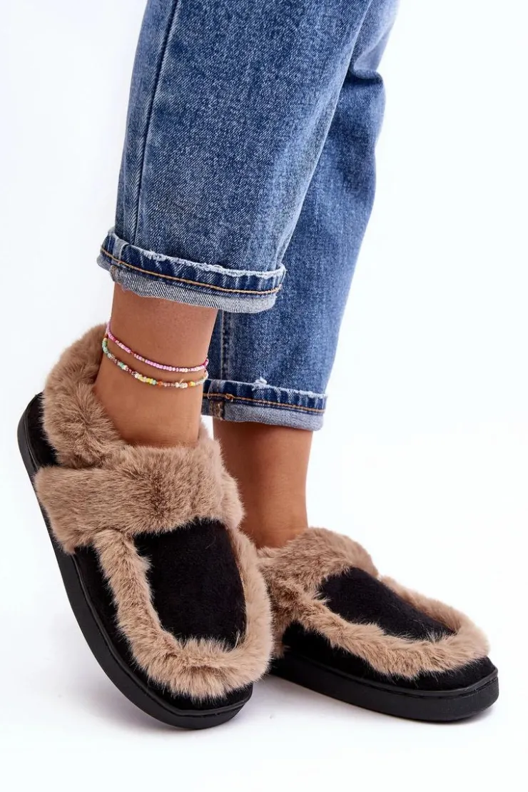 Hot Boto Damskie Kapcie Z Futerkiem Czarne Sailey