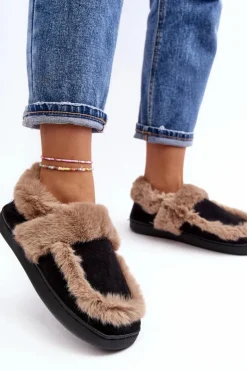Hot Boto Damskie Kapcie Z Futerkiem Czarne Sailey