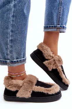 Hot Boto Damskie Kapcie Z Futerkiem Czarne Sailey