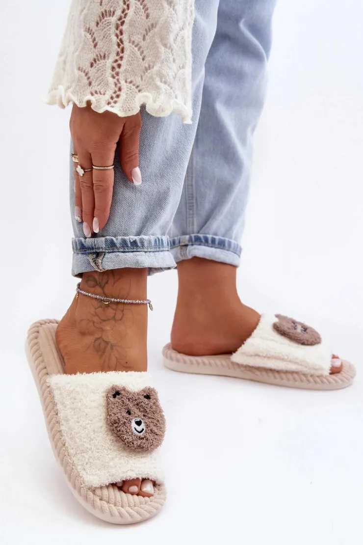 Evento Kapcie Klasyczne*Damskie Kapcie Z Misiem Beżowe Lavetire