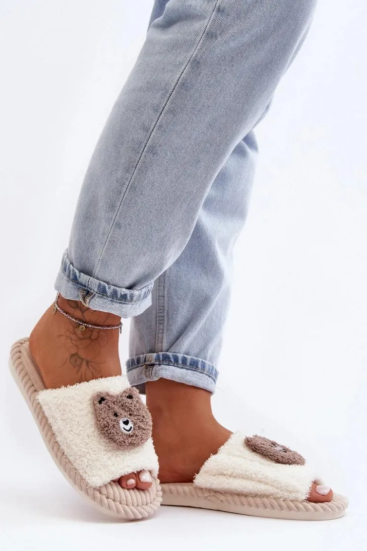 Evento Kapcie Klasyczne*Damskie Kapcie Z Misiem Beżowe Lavetire