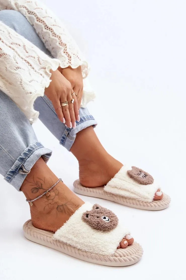 Evento Kapcie Klasyczne*Damskie Kapcie Z Misiem Beżowe Lavetire