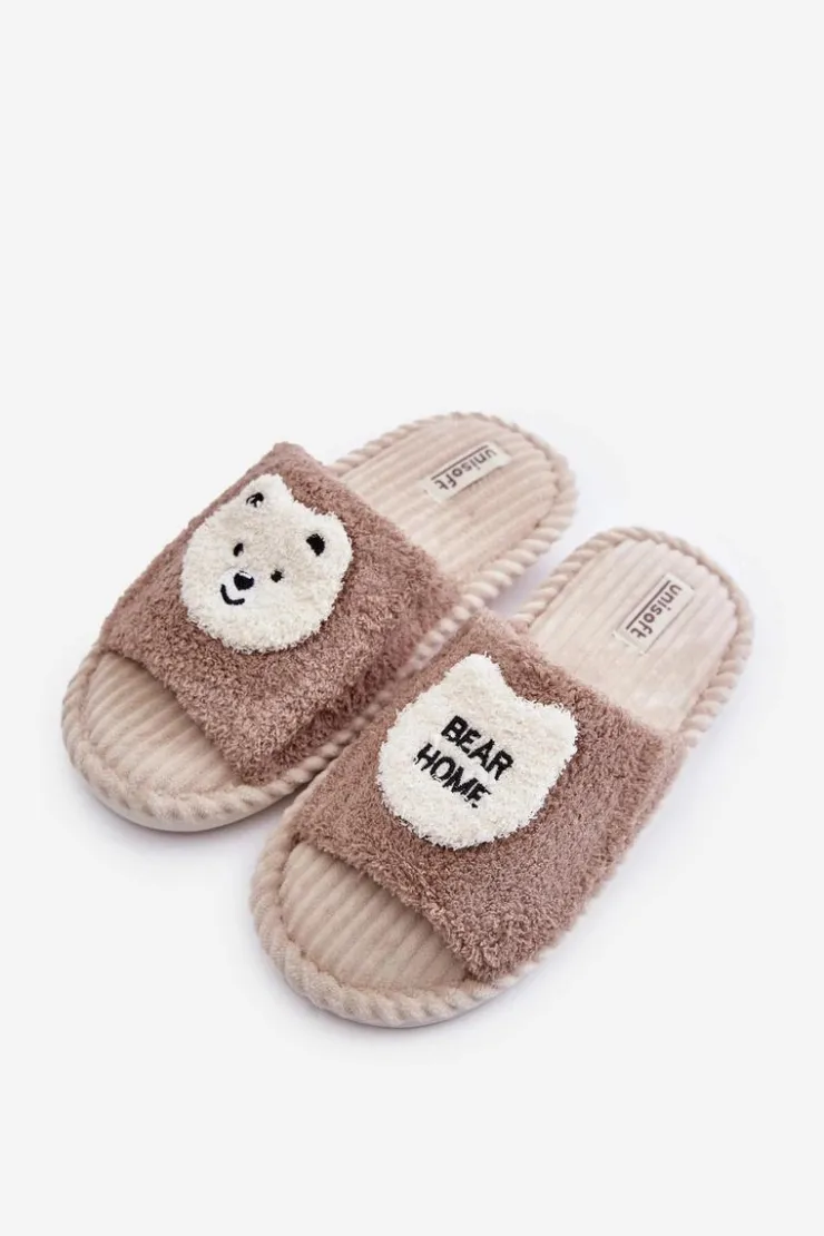 Evento Kapcie Klasyczne*Damskie Kapcie Z Misiem Brązowe Lavetire Brązowy