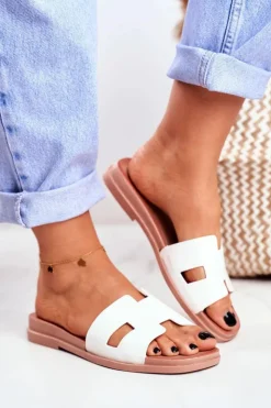 Damskie Boto Damskie Klapki Białe Geometryczne Klasyczne Theodora