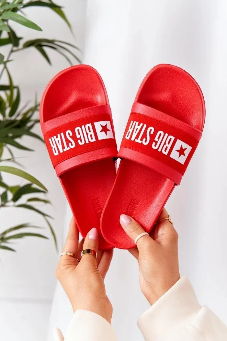 Big Star Shoes Klapki Damskie Big Star|Klapki Damskie Klasyczne*Damskie Klapki Big Star HH274A014 Czerwone