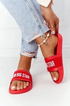 Big Star Shoes Klapki Damskie Big Star|Klapki Damskie Klasyczne*Damskie Klapki Big Star HH274A014 Czerwone