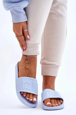 Damskie Big Star Shoes Damskie Klapki Big Star HH274A042 Jasnoniebieskie