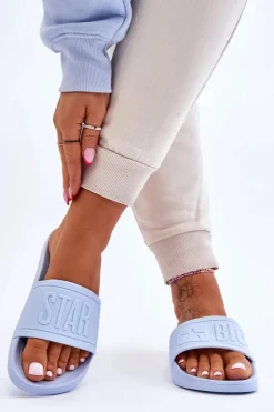 Damskie Big Star Shoes Damskie Klapki Big Star HH274A042 Jasnoniebieskie