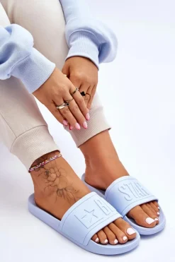 Damskie Big Star Shoes Damskie Klapki Big Star HH274A042 Jasnoniebieskie