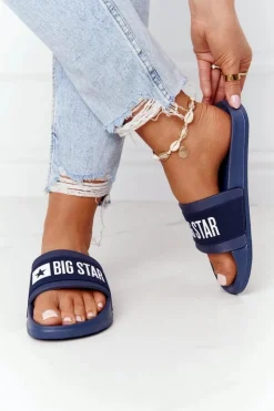 Damskie Big Star Shoes Damskie Klapki Big Star HH274A015 Granatowe