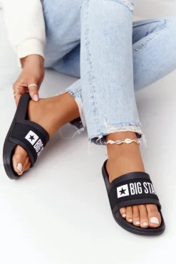 Sale Big Star Shoes Damskie Klapki Big Star HH274A013 Czarne