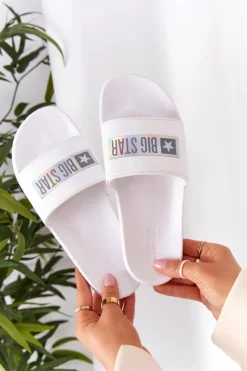 Clearance Big Star Shoes Damskie Klapki Big Star HH274A035 Białe