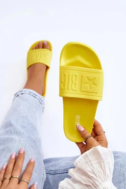 Best Big Star Shoes Damskie Klapki Big Star HH274A040 Żółte