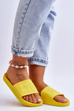 Best Big Star Shoes Damskie Klapki Big Star HH274A040 Żółte