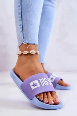 Outlet Big Star Shoes Damskie Klapki Big Star JJ274A525 Fioletowo-Niebieskie