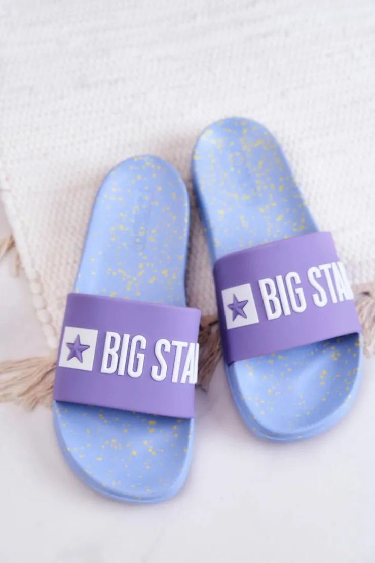 Outlet Big Star Shoes Damskie Klapki Big Star JJ274A525 Fioletowo-Niebieskie