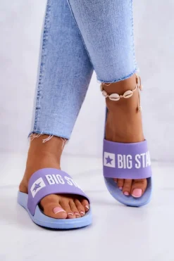 Outlet Big Star Shoes Damskie Klapki Big Star JJ274A525 Fioletowo-Niebieskie
