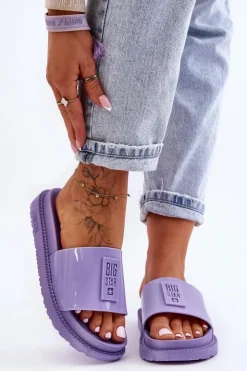 Outlet Big Star Shoes Damskie Klapki Big Star JJ274A304 Fioletowe
