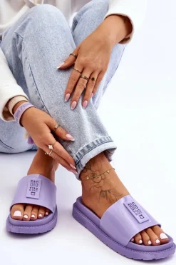 Outlet Big Star Shoes Damskie Klapki Big Star JJ274A304 Fioletowe