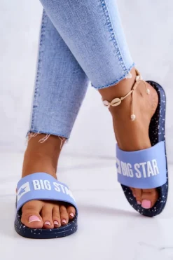 Big Star Shoes Klapki Sportowe|Klapki Damskie Big Star*Damskie Klapki Big Star JJ274A526 Niebieskie