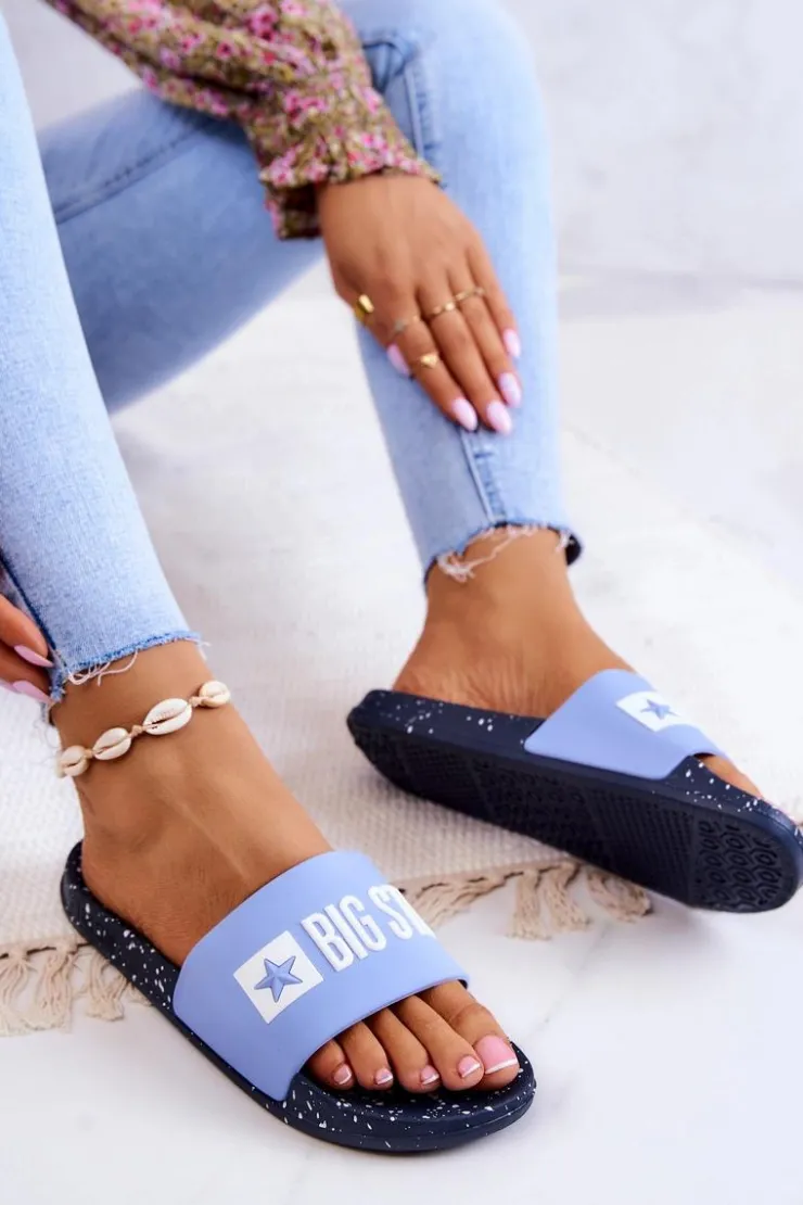 Big Star Shoes Klapki Sportowe|Klapki Damskie Big Star*Damskie Klapki Big Star JJ274A526 Niebieskie