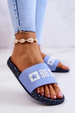 Big Star Shoes Klapki Sportowe|Klapki Damskie Big Star*Damskie Klapki Big Star JJ274A526 Niebieskie