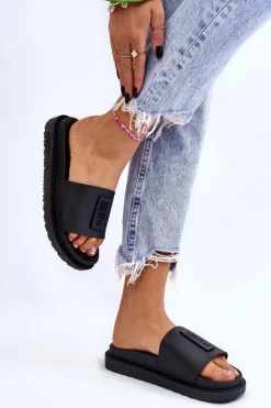 Damskie Big Star Shoes Damskie Klapki Big Star LL274429 Czarne