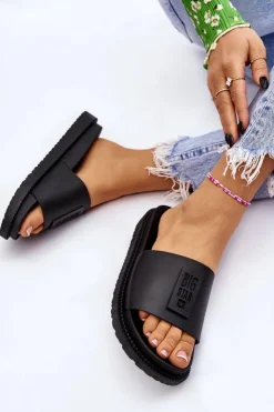 Damskie Big Star Shoes Damskie Klapki Big Star LL274429 Czarne