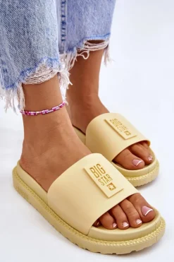 Big Star Shoes Klapki Sportowe|Klapki Damskie Big Star*Damskie Klapki Big Star LL274427 Żółte Żółty